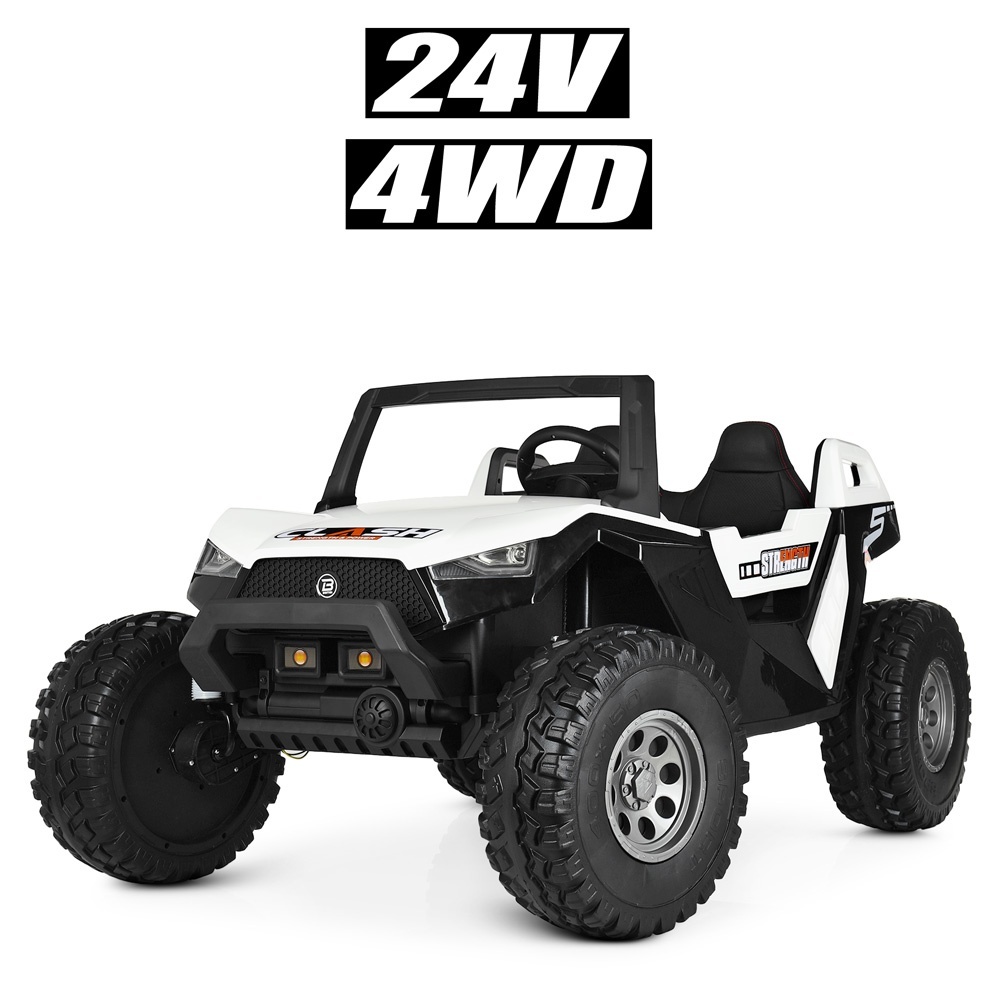 Джип M 4170EBLR-1 (24V) радіокер.2,4G, 4 мотори 76W, 2 акум.12V7AH,кол.EVA,MP3,USB,шкіра,конд.,білий