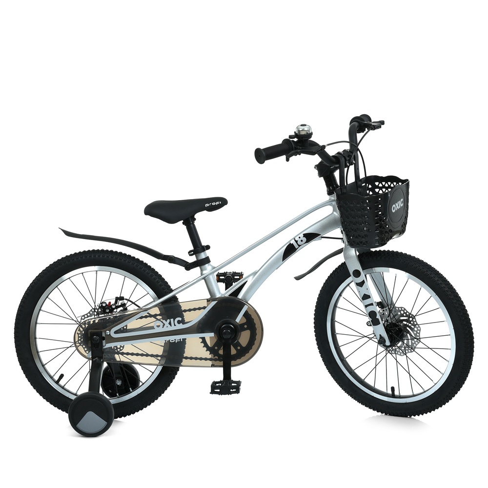 Велосипед дитячий 18д.PROF1 MB 18OXIC GREY OXIC,SKD85,магн. рама, вилка,алюм.кермо,виніс,кошик,сірий