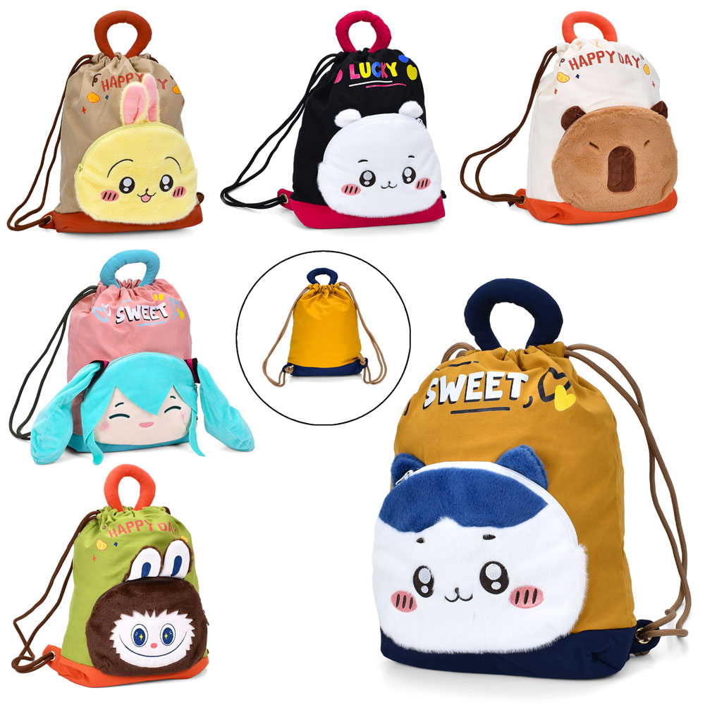 Рюкзак YG0141 для взуття, зав'язки,коротка ручка, 1 відділення, 1нар.кишеня-блиска,плюш,6 видів,кул.