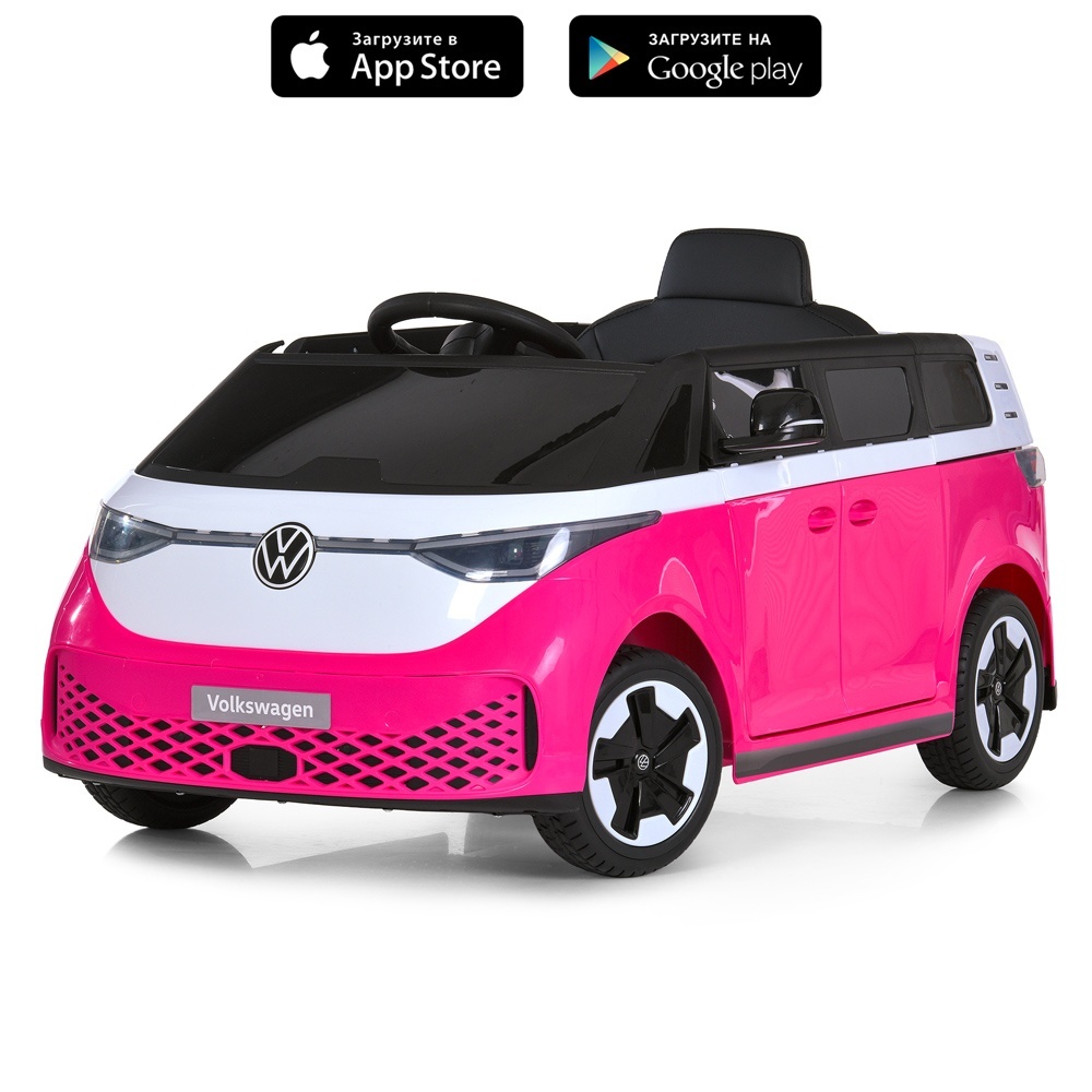 Машина M 6281EBLR-8 радіок.,2,4G,2*35W,1*12V7-9AH, муз, світло, шкір.сид.,BT,MP3,USB, EVA, рожевий