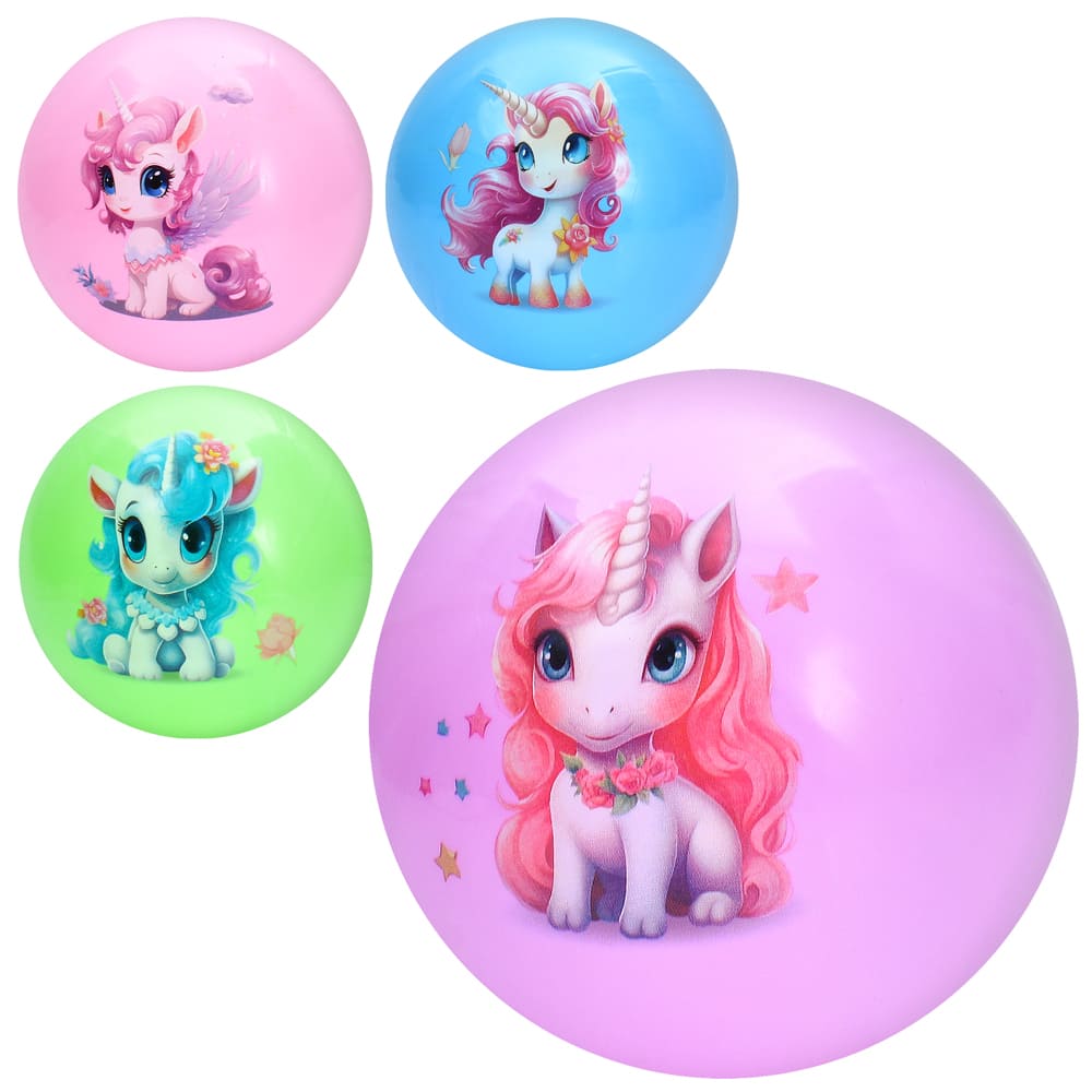 М'яч дитячий MS 4407 9 дюймів, 57-60г, принт-єдиноріг, мікс видів/4 кольори.