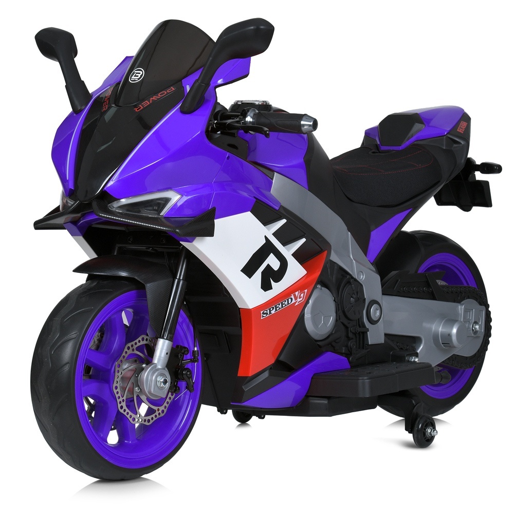 Мотоцикл M 6013EL-9(24V) 2акум.12V9A, 1мот.150W, MP3, USB, BT, TF, EVA, шкіра,муз.,світло,фіолетовий