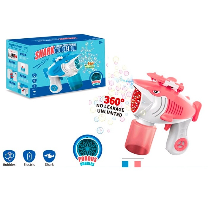 Мильні бульбашки 666-11пістолет-акула,17см,світ,зап7-4,5см, 2 кол.на бат-ці,в кор-ці,20,5-14,5-10см