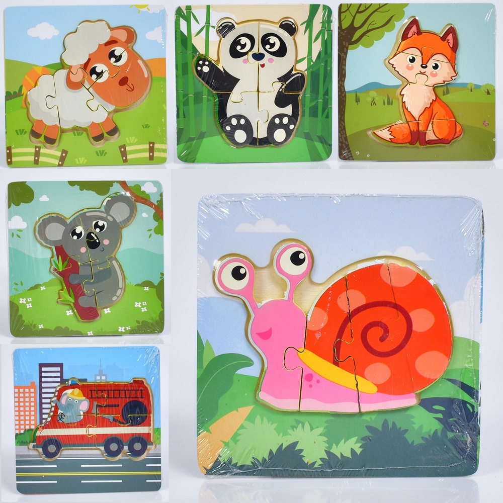 Дерев'яна іграшка Пазли MD 1350 мікс видів, кул., 10-10-0,5 см.