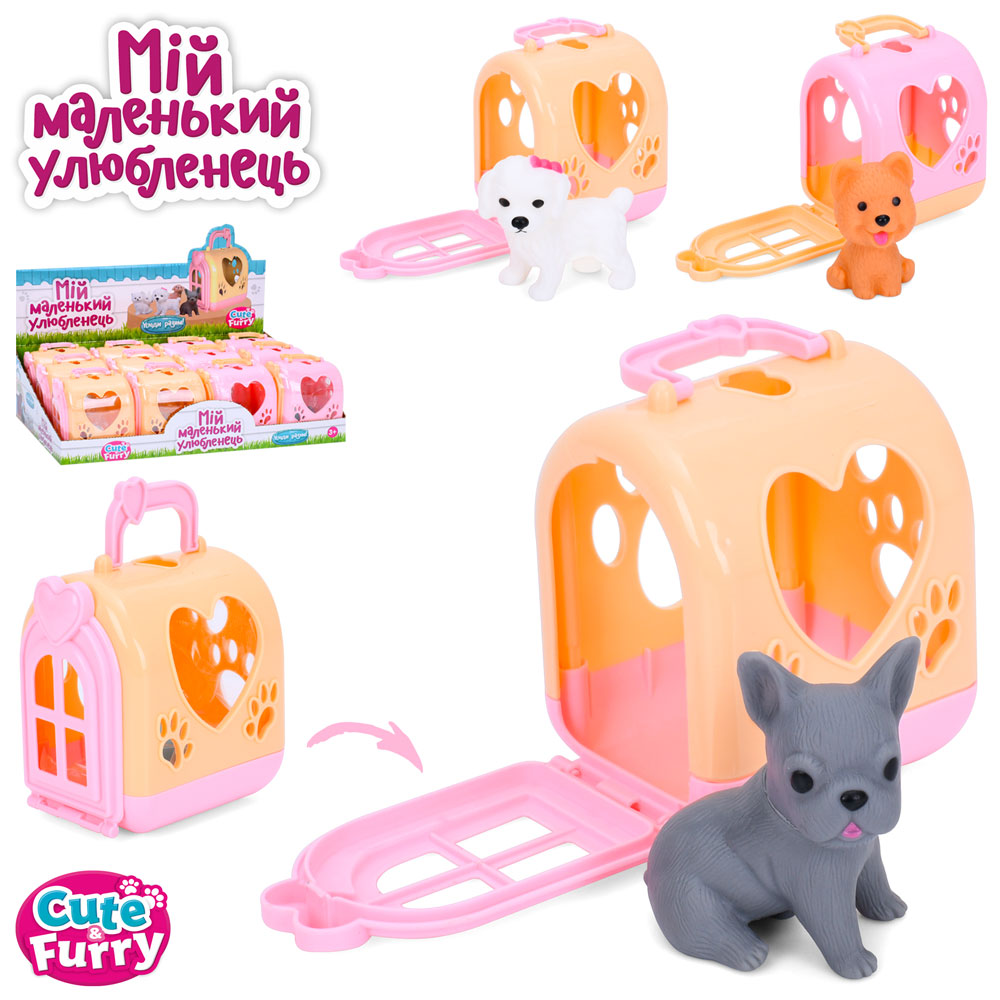 Тварина 666-12-13-14 собака, переноска, 3 види, кул. , 12 шт. в диспл., 34-9,5-20,5 см.