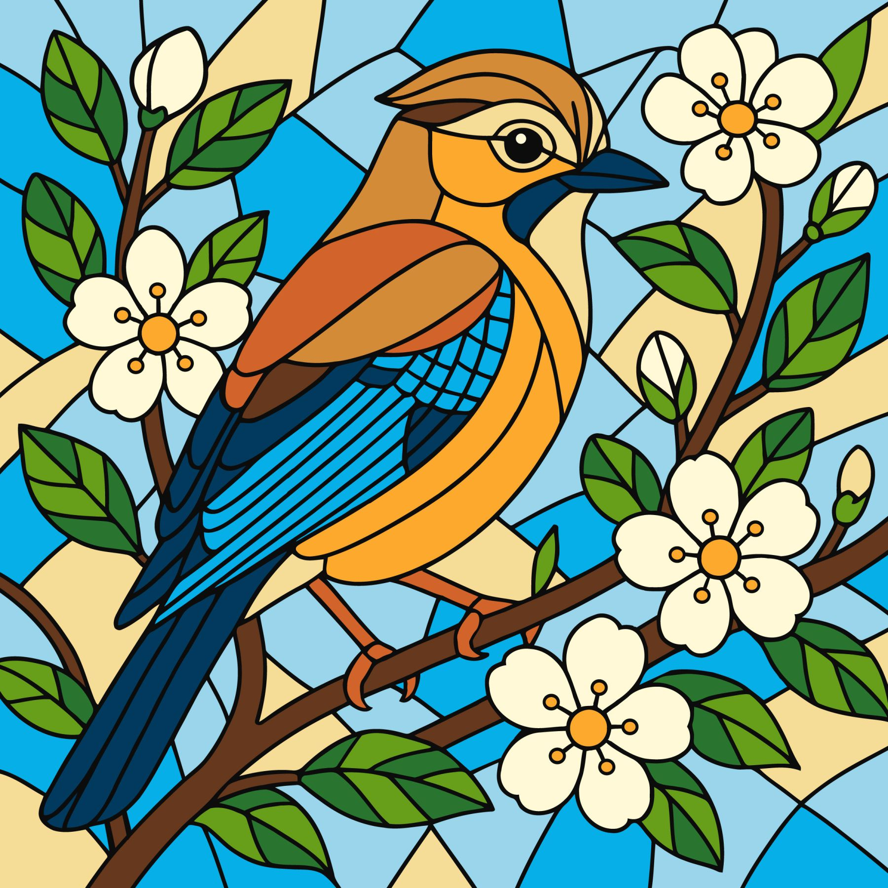 Набір для розпису по номерах "Вітраж. Сойка" 30х30см