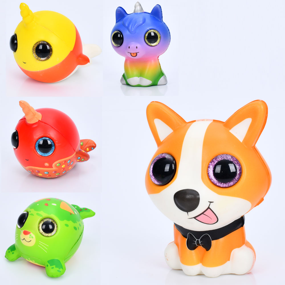 Іграшка MS 4144 антистрес, тварина, сквіши, мікс видів, упаковка кул. 9 шт. 1 вид, 34-28-9 см.