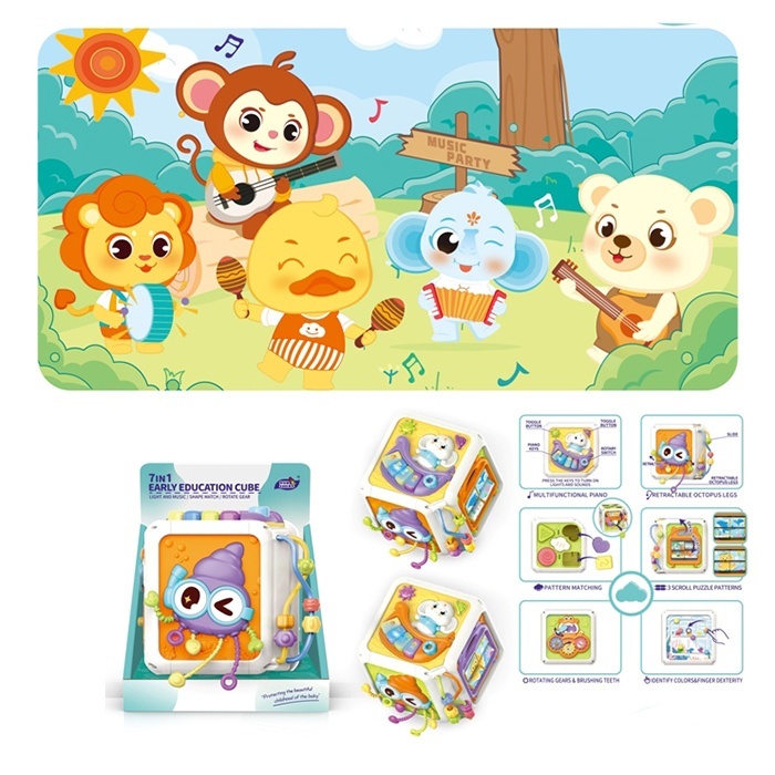 Гра 967 куб, 7в1, бізікуб, 13,5см, піаніно.шестерні, сортер, прорізувач, рух.,деталі, бат.,кор.