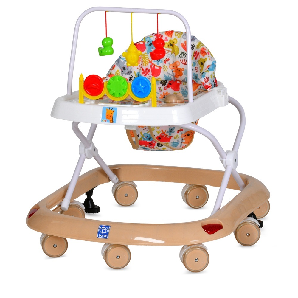 Ходунки M 0541C-13 дуга з підвісками, колеса 8 шт., 2 стопора, муз., світло, бат., бежевий.