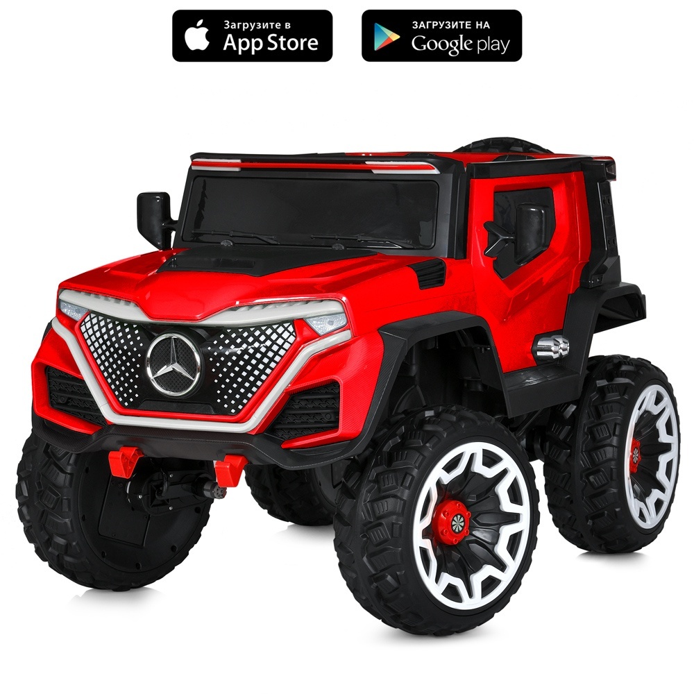 Джип M 5912EBLR-3 радіокер. 2,4G, 1*12V10AH, 4*25W, MP3, USB, TF, EVA, шкіра, муз., світло, червоний