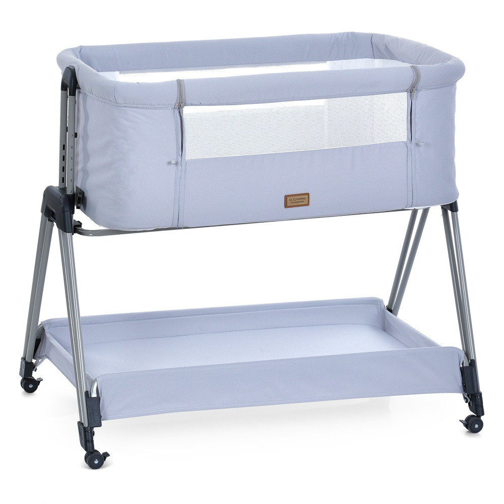 Приставне ліжко ME 1179 HARMONY Gray дитяче, 4 колеса, матрац, гойдалка, ремені, сірий