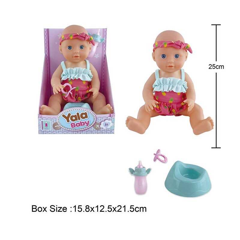 Фотография 1 товарной позиции интернет-магазина детских игрушек www.smarttoys.com.ua Пупс YL 2325 A-E (48) висота 28 см, горщик, пляшечка, соска, в коробці