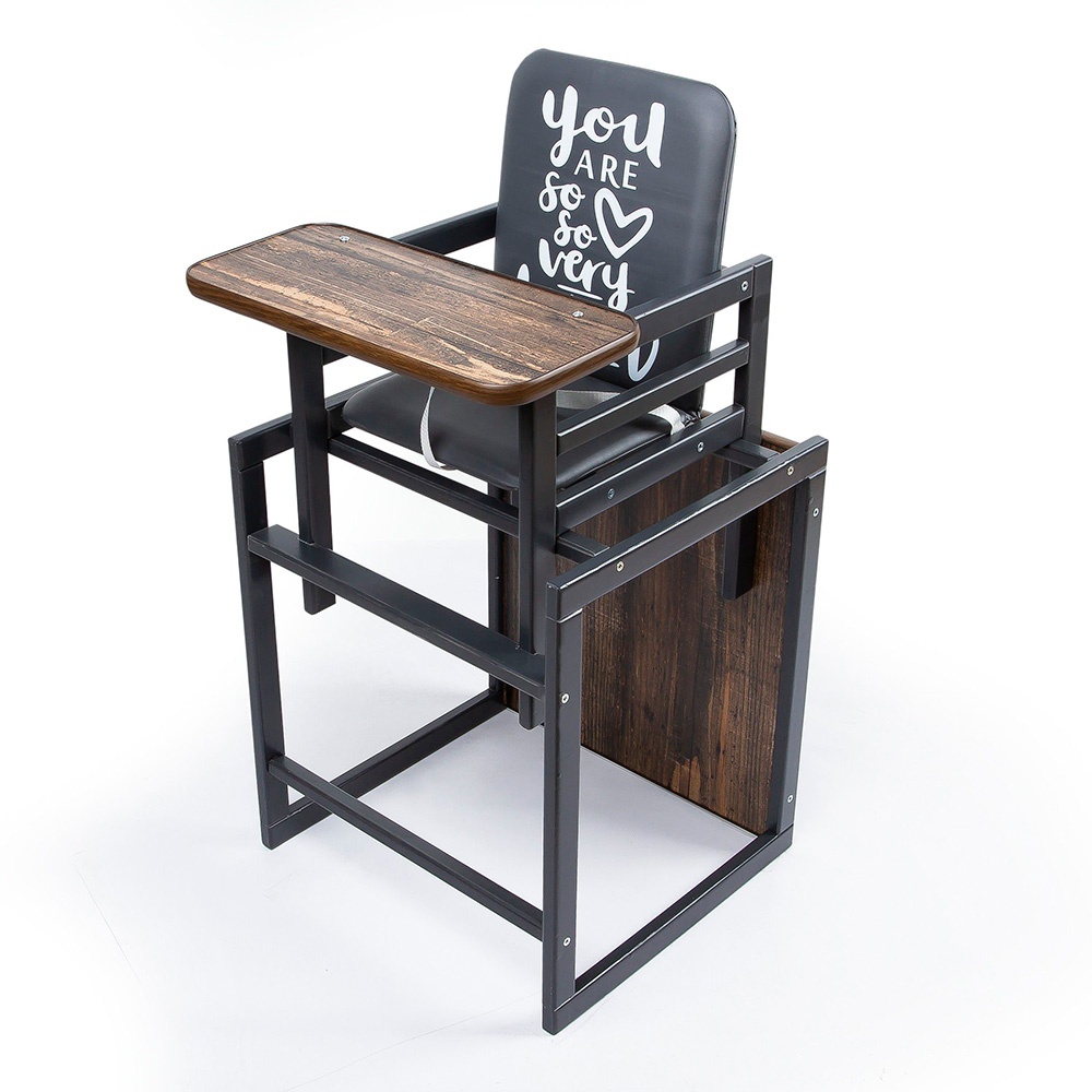 Стільчик Graphite мангрове дерево для годування, трансформер, 2-х точ. ремені, чорний+коричневий.