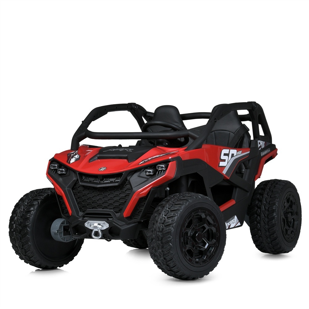 Джип M 6075EBLR-3(24V) 2,4радіокер.,1акум.24V7AH,4 мот.75W,MP3,USB,EVA,BT,шкіра,муз.,світло,червоний