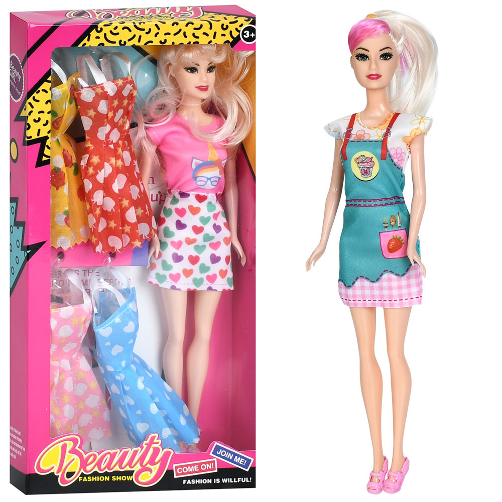 Лялька YY2131 лялька з вбранням, плаття 4 шт., 3 види, кор., 16-32-4,5 см.