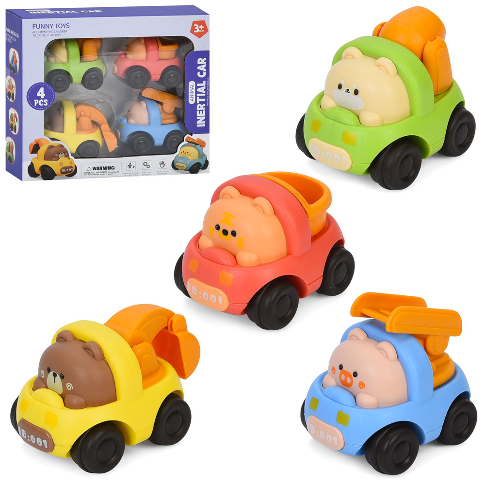 Набір машинок TF604-6 інерц., будтехніка 4 шт., рухливі деталі, кор., 20,5-18-6,5 см.