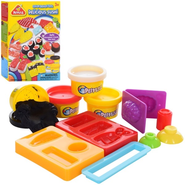 Тісто для ліплення 6818-1 суші, 4 кольори (баноч. з криш.), аром., формочки, кор., 14-19-5 см. 