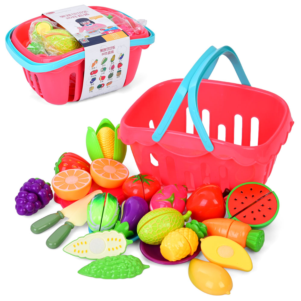 Продукти 8311 на липучці, овочі, фрукти, корзина, дошка, ніж, 20предм, в карт.обгортці, 27-13-18см