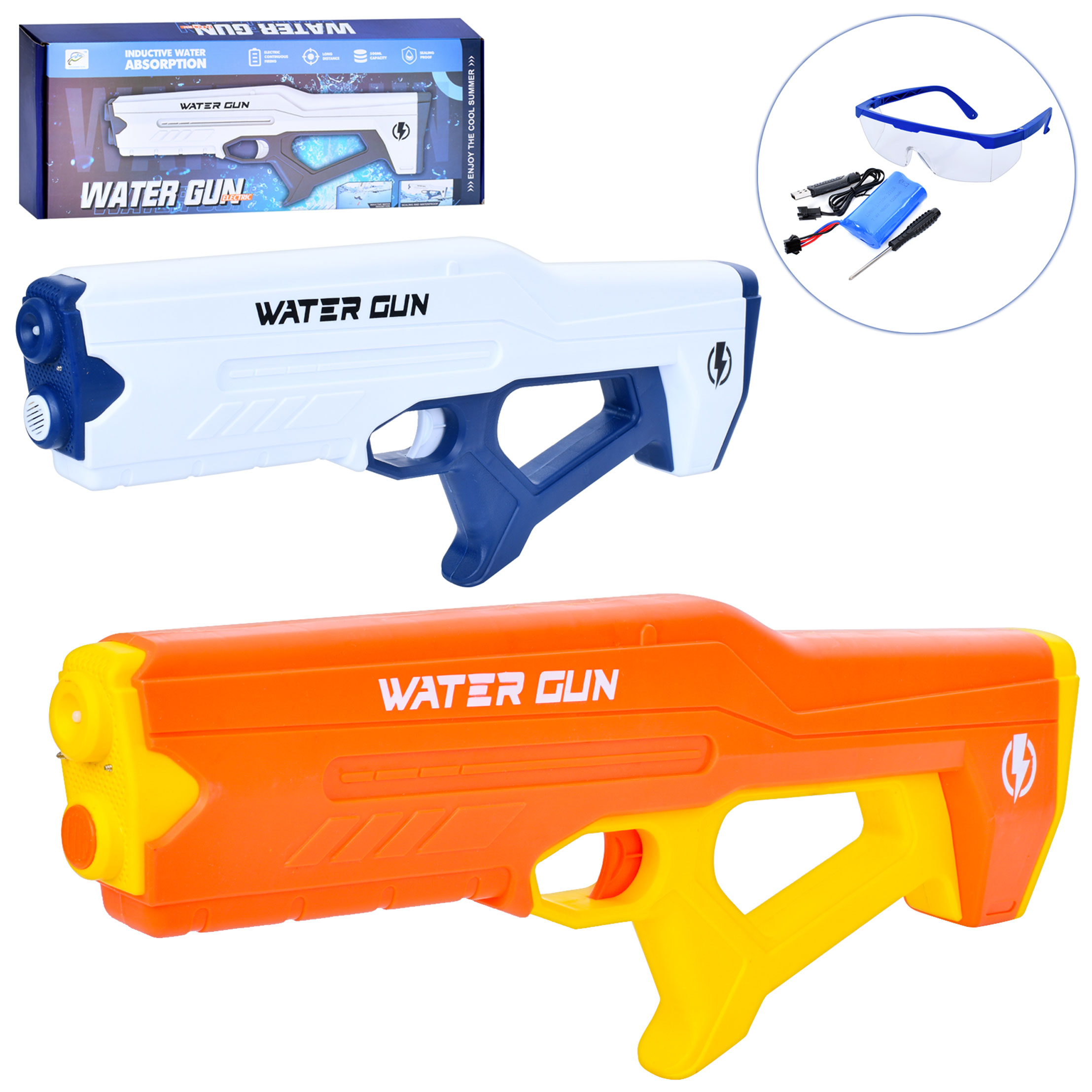 Водяний автомат 6695 акум., USB, окуляри, 2 кольори, кор., 60,5-24,5-8,5 см.