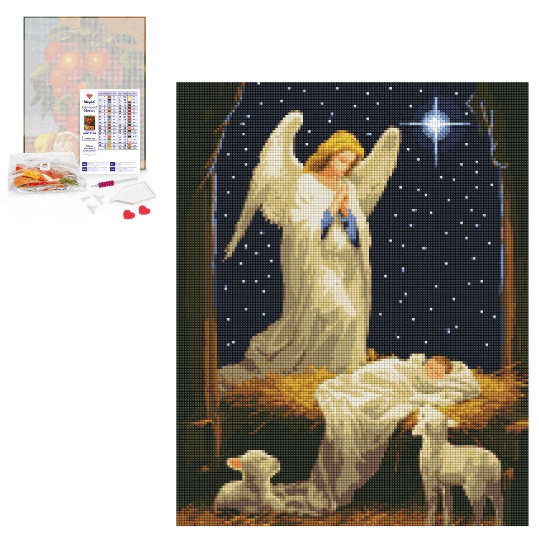 Набір з алмазною мозаїкою "Під захистом янгола" з АВ стразами 40х50см