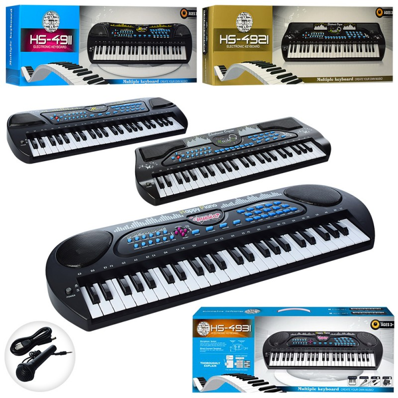 Синтезатор HS4911-21-31 49 клавіш, мікрофон, USB зарядне, запис, демо, 3 види, бат., кор., 66-24-10