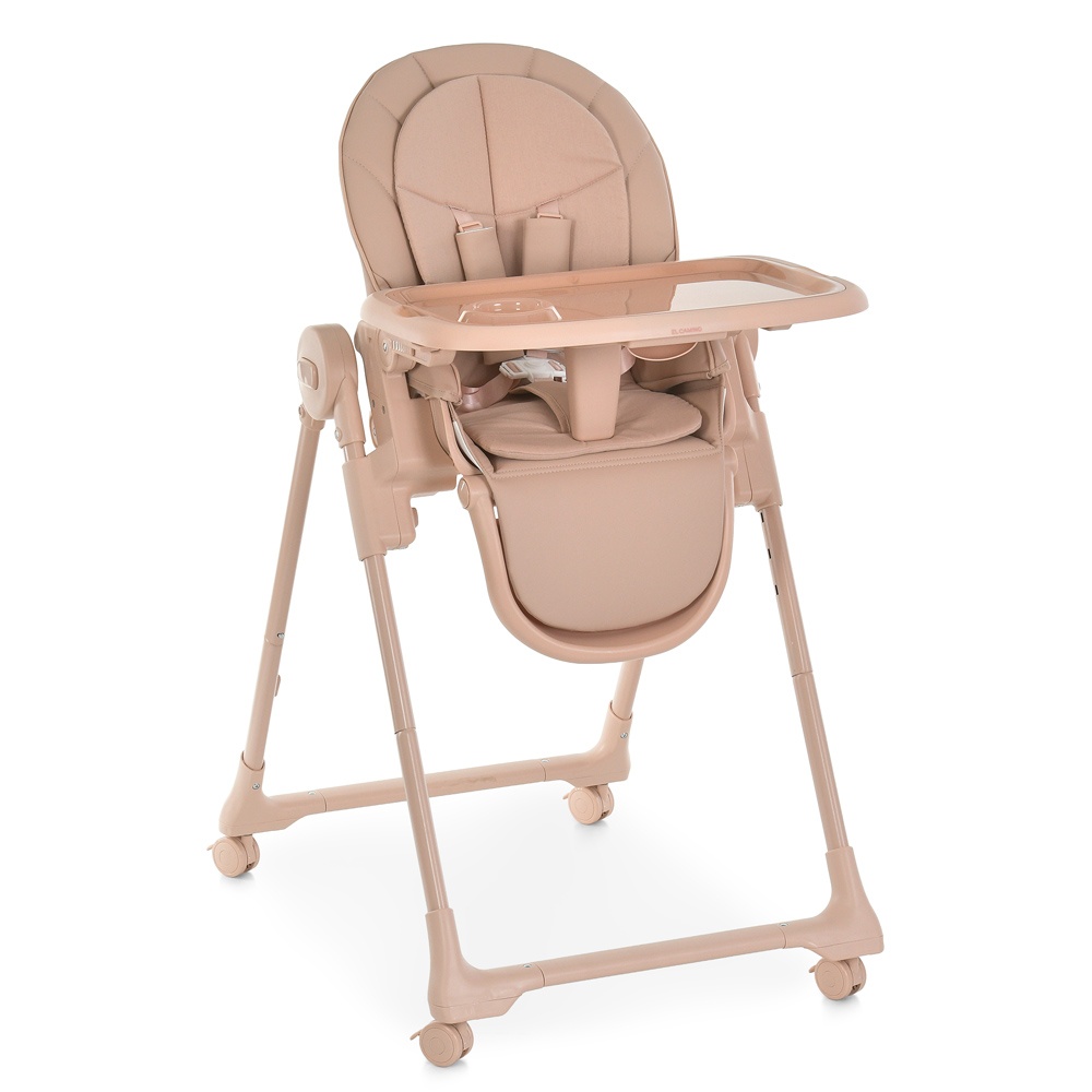 Стільчик El Camino CRYSTAL ME 1037 Nude Pink для годування,5-точ.ремені,матрац,4 колеса,шкір.,рожев