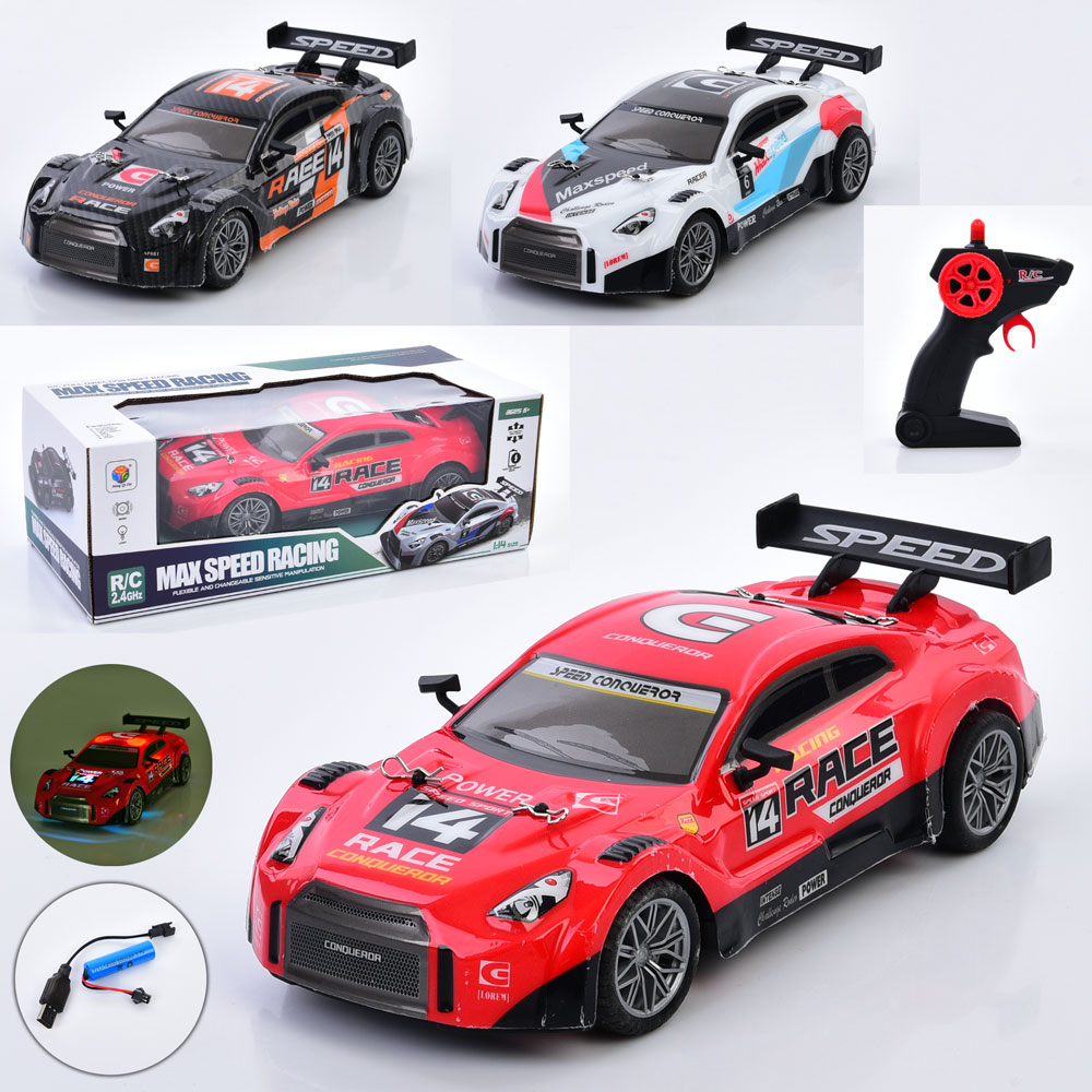 Машина 868-M207A радіокер. 2,4G, 1:14, небит.корпус, USB, акум.,3 види,муз.,світло,кор.,34,5-12-16см