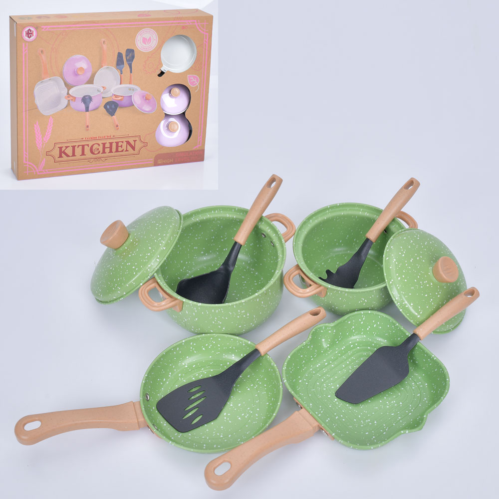 Набір посуду H43AB кастрюлі, сковорідки, мет., кухонний набір (пласт.), 2 кольори, кор., 43-34-8 см.