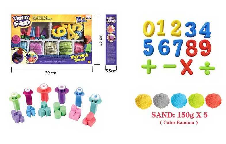 Фотография 1 товарной позиции интернет-магазина детских игрушек www.smarttoys.com.ua Кінетичний пісок 1903 B/E/G (24/2) 750 г, 5 кольорів, 16 форм, 6 екструдерів, в коробці