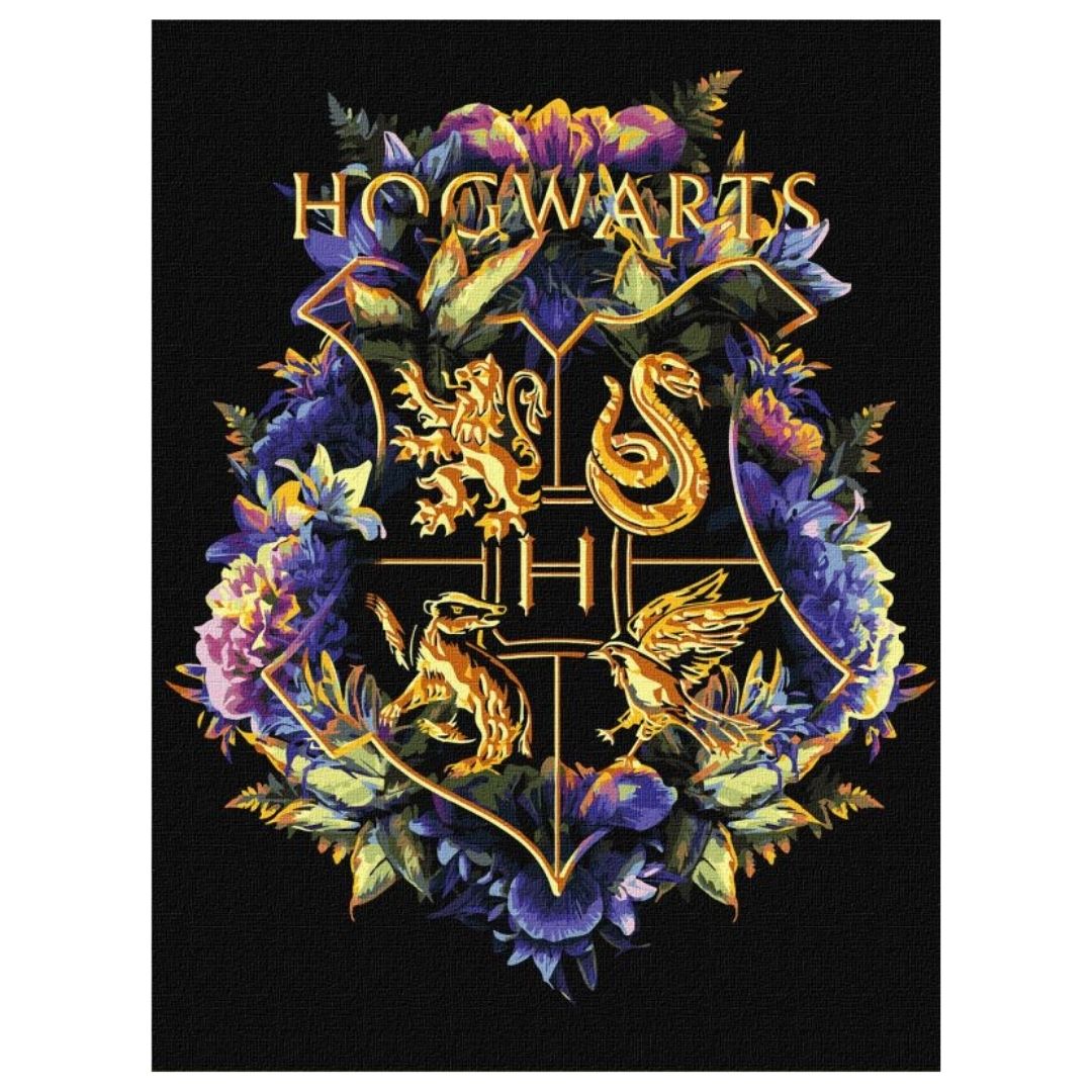 Набір для розпису по номерах WB "Harry Potter: Герб Гоґвортсу з фарбами металік" 30х40см