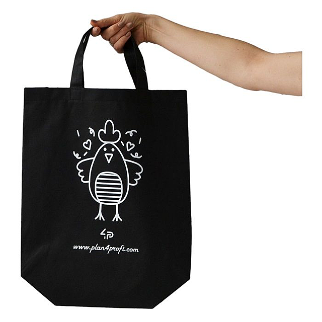 Сумка зі складним боком чорна (спанбонд) 35х45 см з принтом