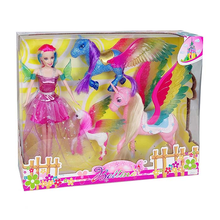 Лялька 68410 фея, єдиноріг/пегас 3 шт., кор., 41-32-8 см.