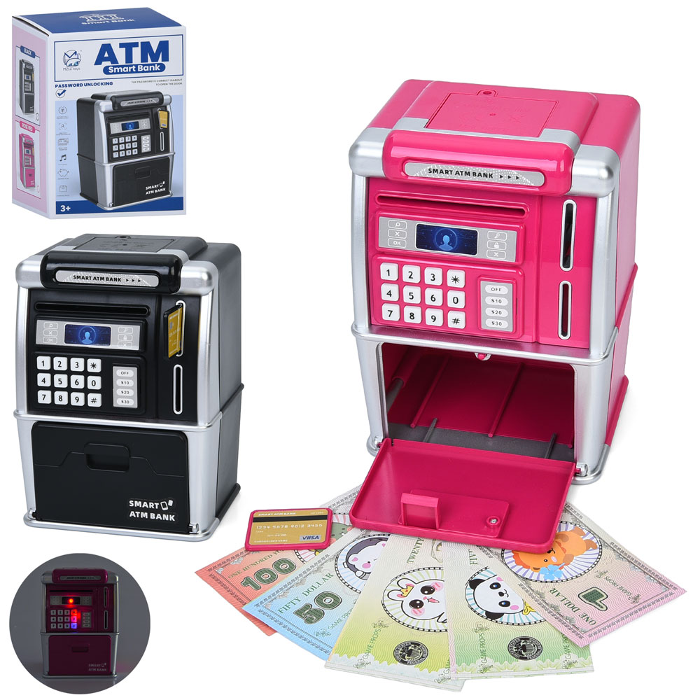 Банківський термінал MZL6809A сейф з кодом, затяг.купюри,карта,гроші,2 кольори,муз.,світло,бат.,кор.