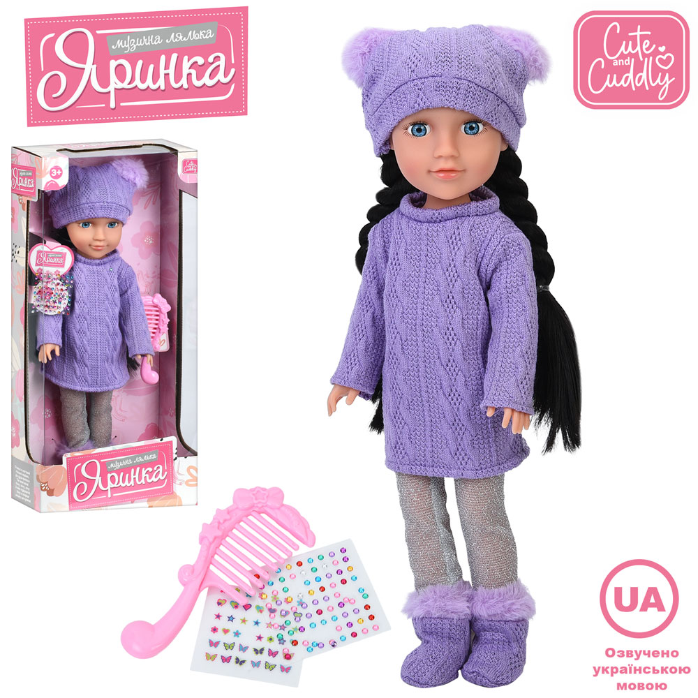 Лялька M 6232 I UA Яринка, муз.(укр), пісні, гребінець, стрази-наліпки, бат.(табл),кор.,20-43-9,5см.