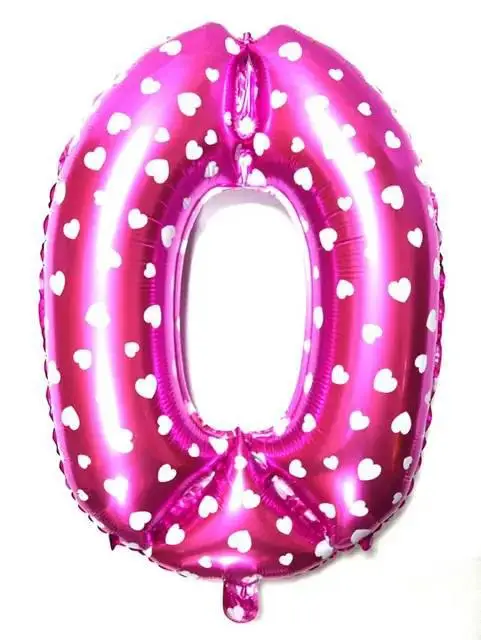 Фольга рожева в серцях цифра 0 (Китай)