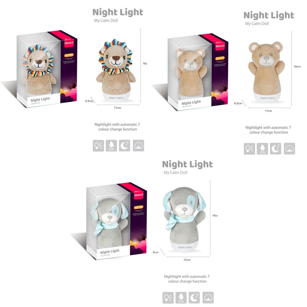 Нічник MBQ664-2A-5A-9A світло (кольоровий), 3 види, бат., кор., 15-18-10 см.