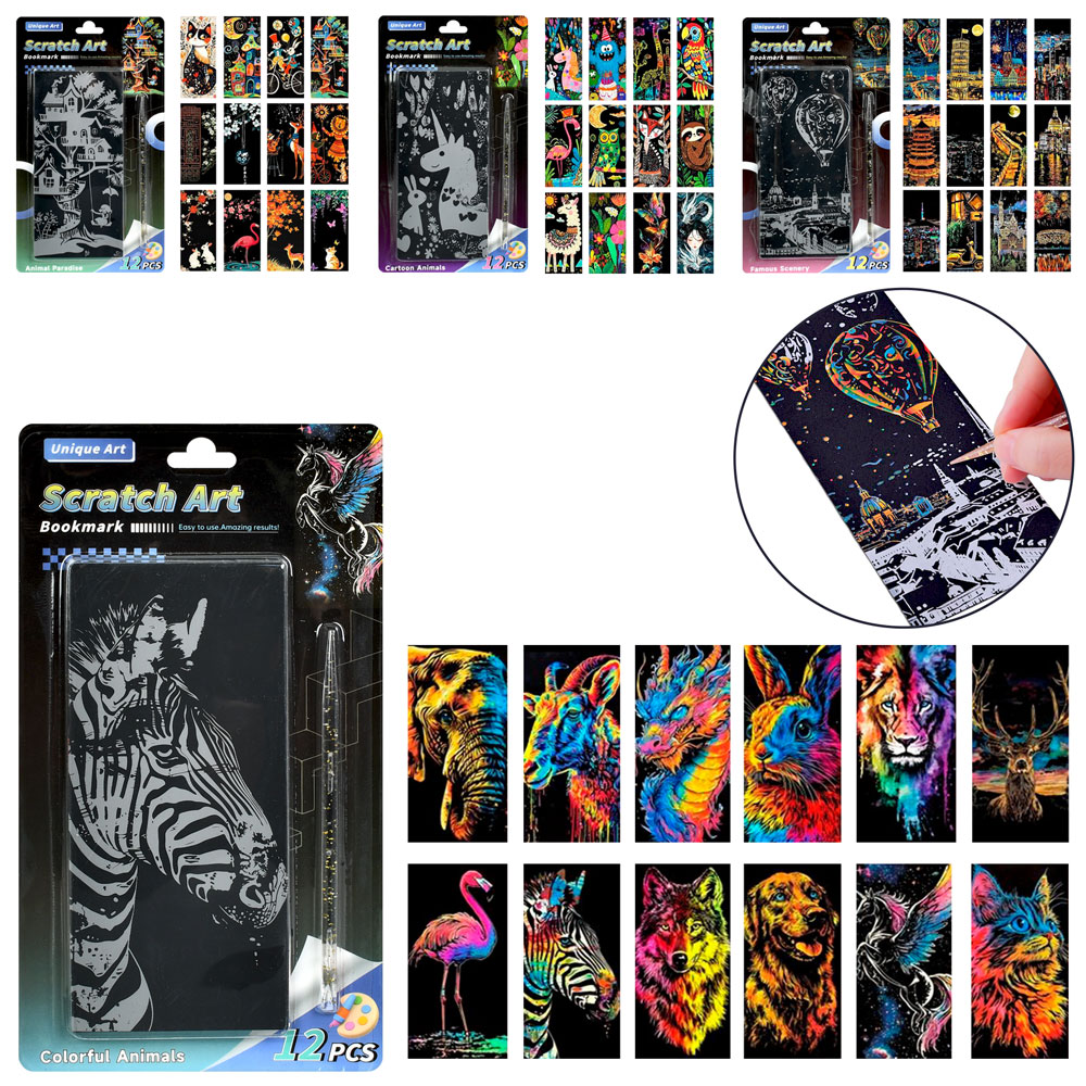 Набір для творчості MG-071B-C-D-G  гравюра, 12шт, кольорова, паличка, 4 види, на листі, 12-22-1см