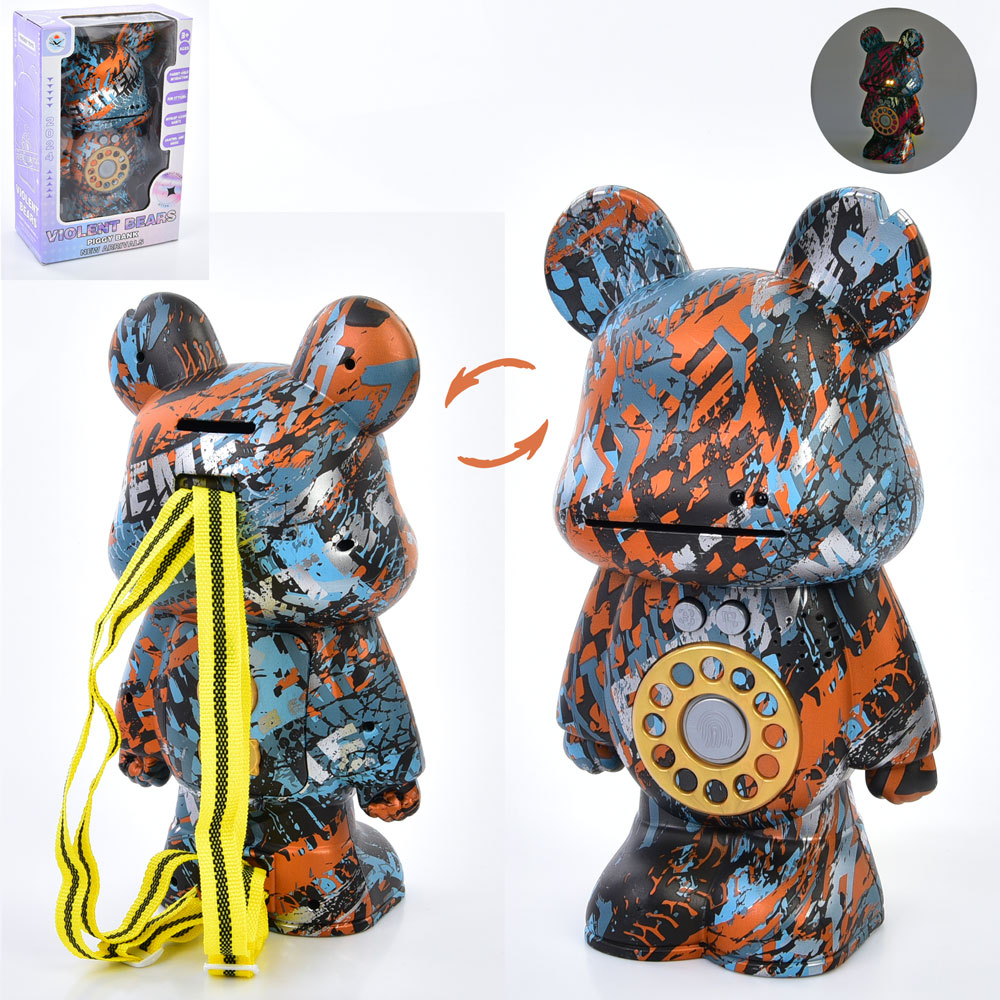 Банківський термінал TZ-56B ведмедик,сейф/скарбничка,відбиток,монети,2 кольори,муз.,світло,бат.,кор.