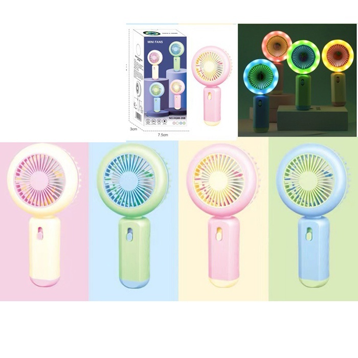 Вентилятор MK 5614 2 режими, акум., USB, 4 кольори, світло, кор., 8,5-16-4 см.