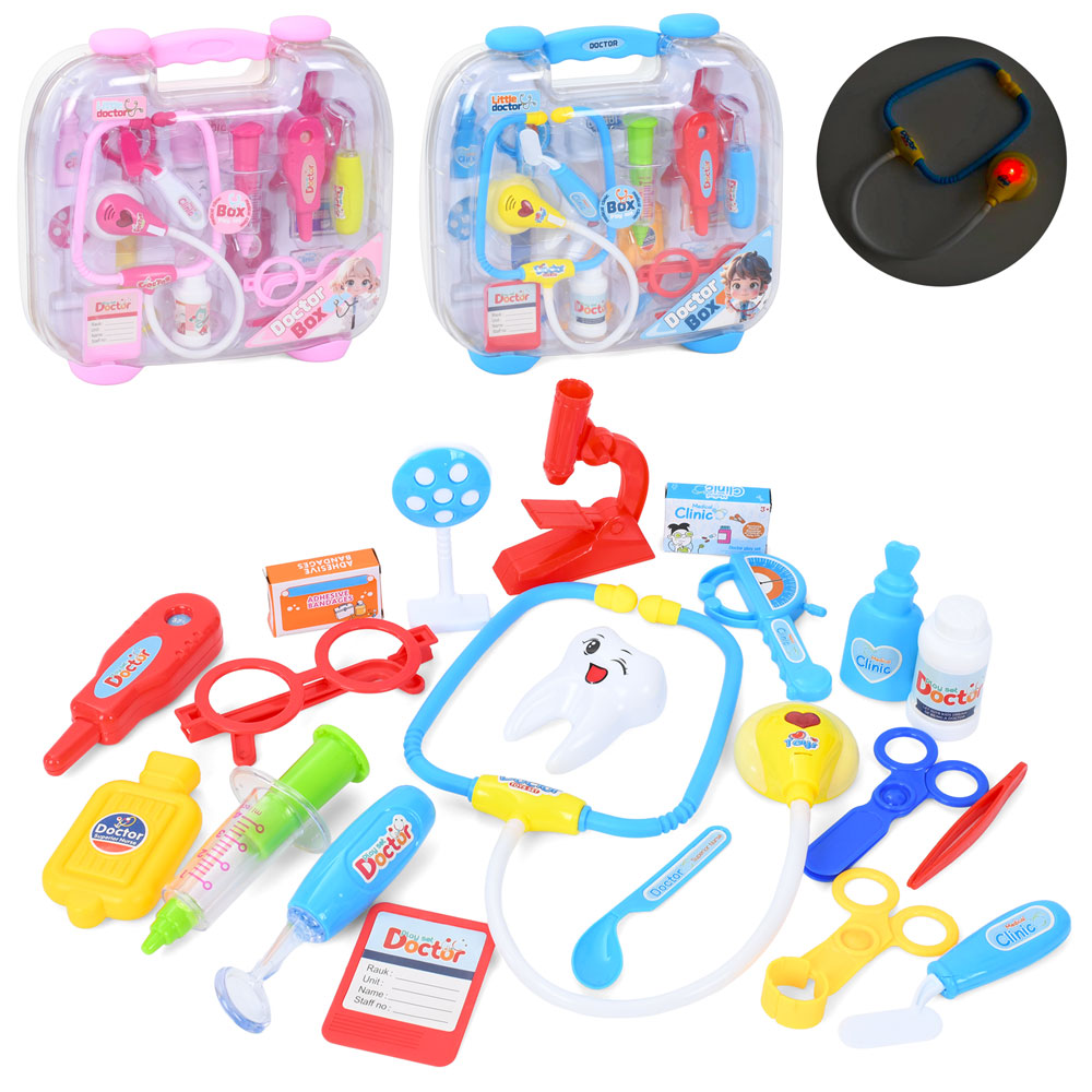 Набір лікаря 8820A-B.стетоскоп,набір стомат.окуляри,медичні інстр,зв,світ.бат.в чем.32-31-9см