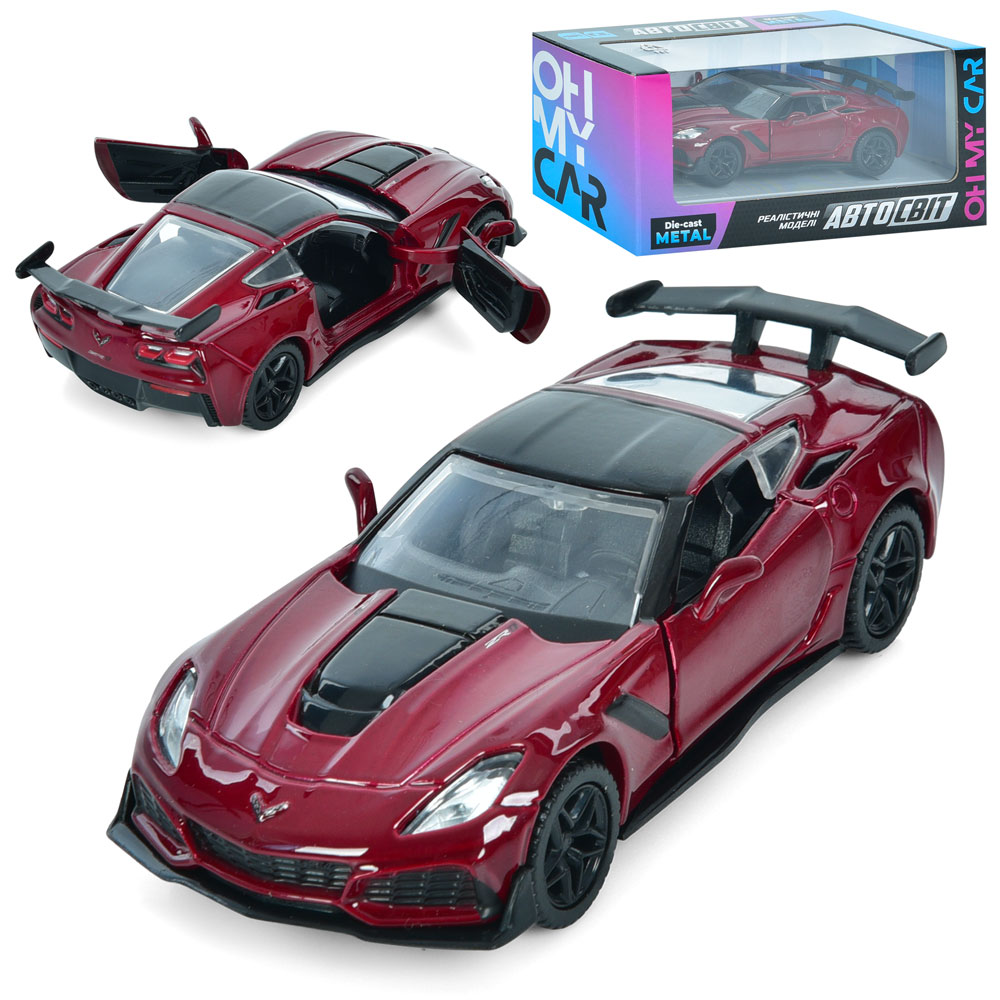 Машина AS-3022 АвтоСвіт, 1:39, 2019 Corvette ZR1,мет.,інерц.,відчин.двері,гум.колеса,кор.,16-7-6,5см