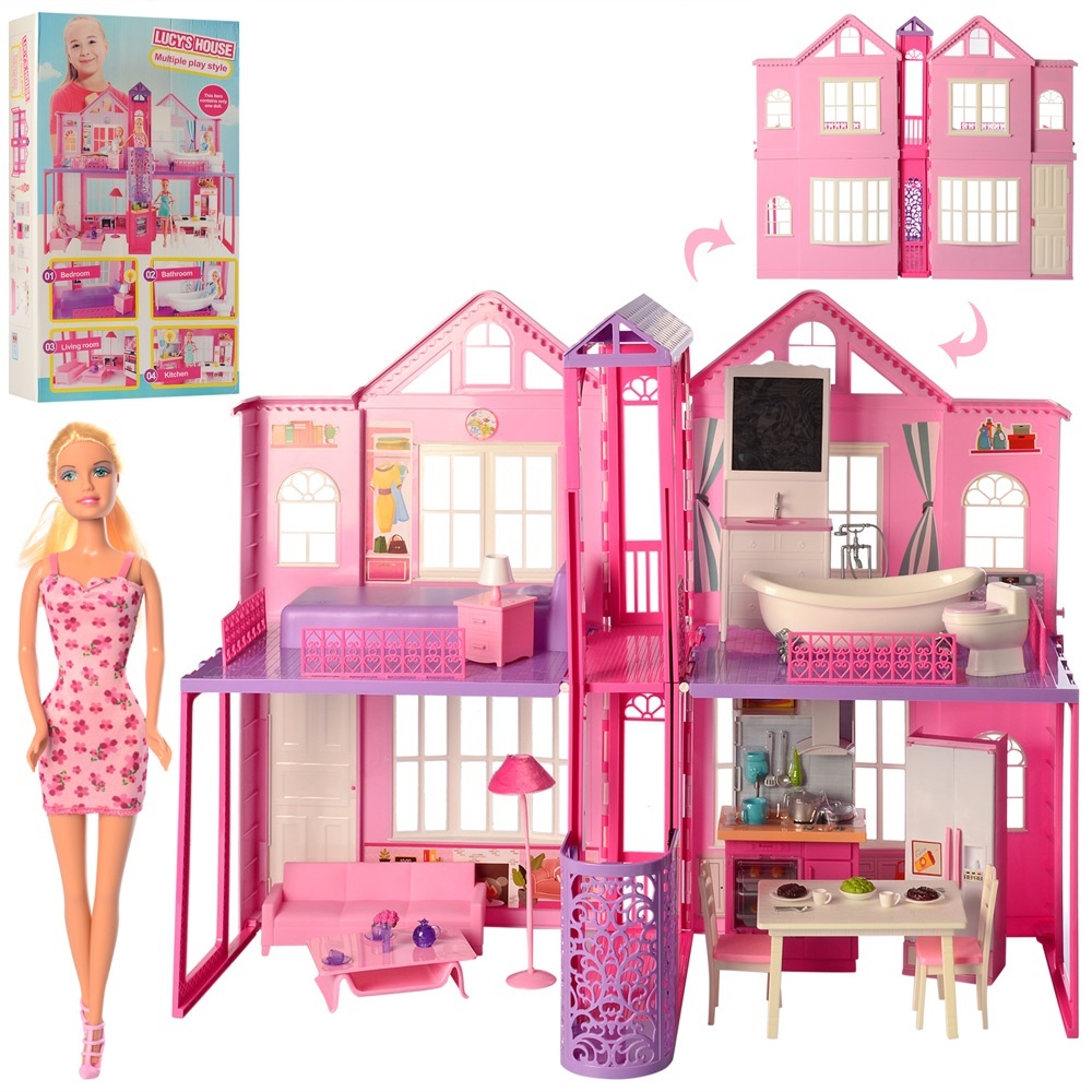 Будиночок DEFA 8440 2поверхи,85-в70-39,5см., меблі, лялька, світло, бат.(таб.),кор.,41-72-17,5см.