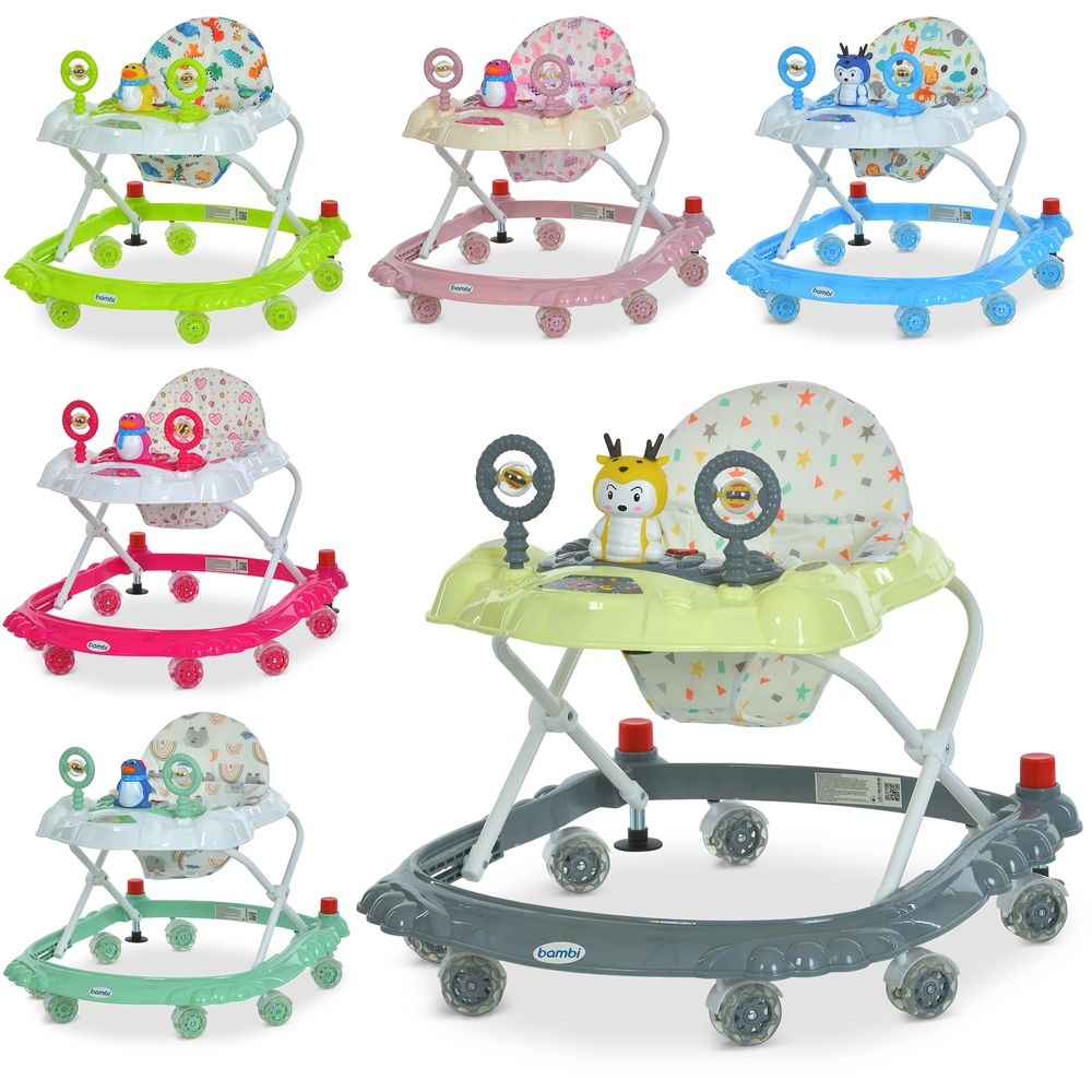 Ходунки M 3168-1 тварини, стопор, 6 кольорів, муз., світло,колеса 8шт, кор.