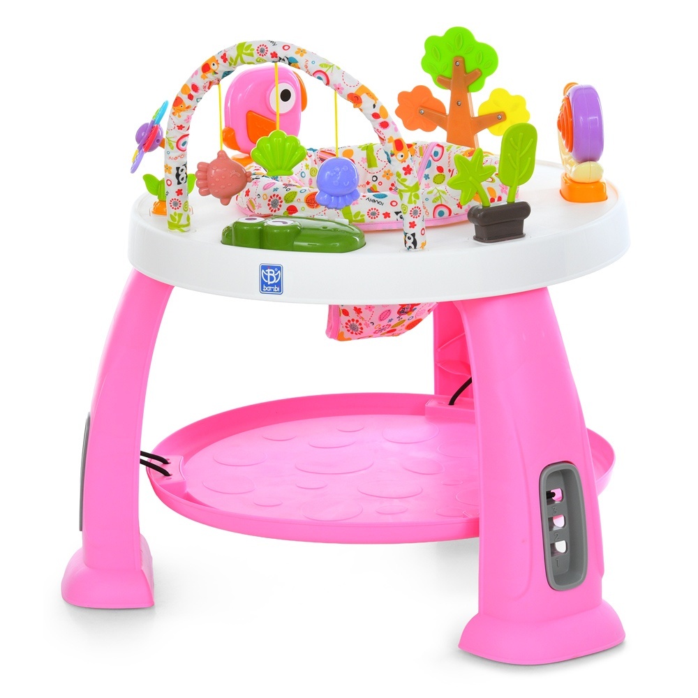 Розвиваючий центр-стрибунець M 6243-8 3в1(столик-лего,обер.сид.,стрибунець)муз.,світло,дуга з іграш.