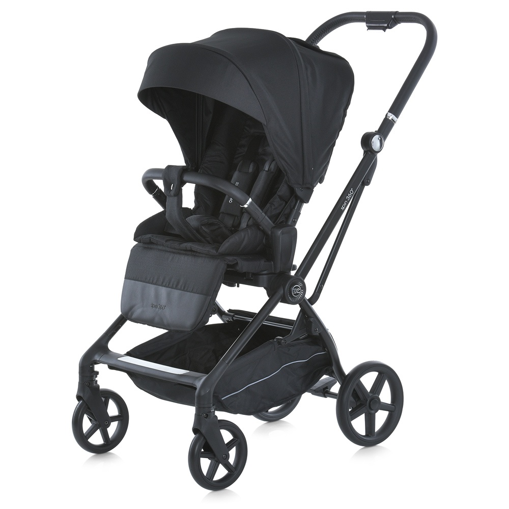 Візок дитячий ME 1138 SPIN 360 Black до 22кг, прогулянк., регул.ручка,3 пол.спинки,чорн.рама,чорний.