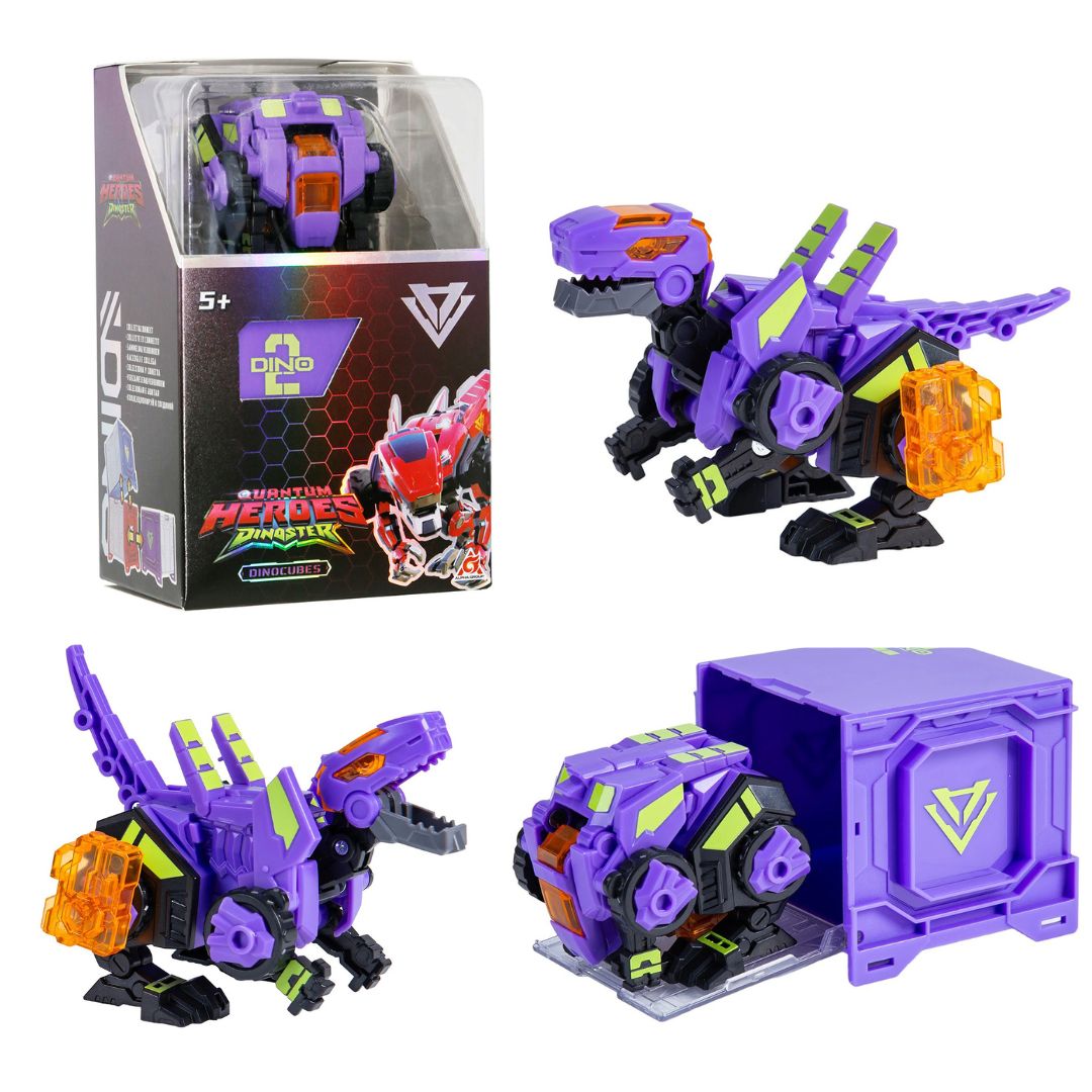 Динозавр-трансформер DINOSTER - ПУРПУРОВИЙ РАПТОР-БОТ (бокс для зберігання)