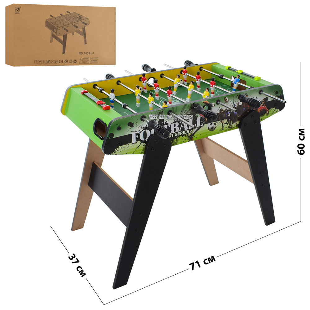 Футбол 1058A+1 дерев., на ніжках/штангах, шкала вед. рахунку, м'яч 2 шт., кор., 73-38-10 см.