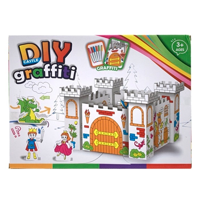 Набір для творчості 335 замок, зроби сам, розмальовка, картон, фломастери 6шт, кор., 34-25-4,5 см.