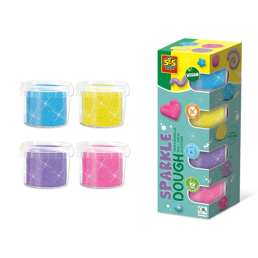 Незасихаюча маса для ліплення серії "Feel good dough" – БЛИСК (4 кольори, у пластикових баночках)