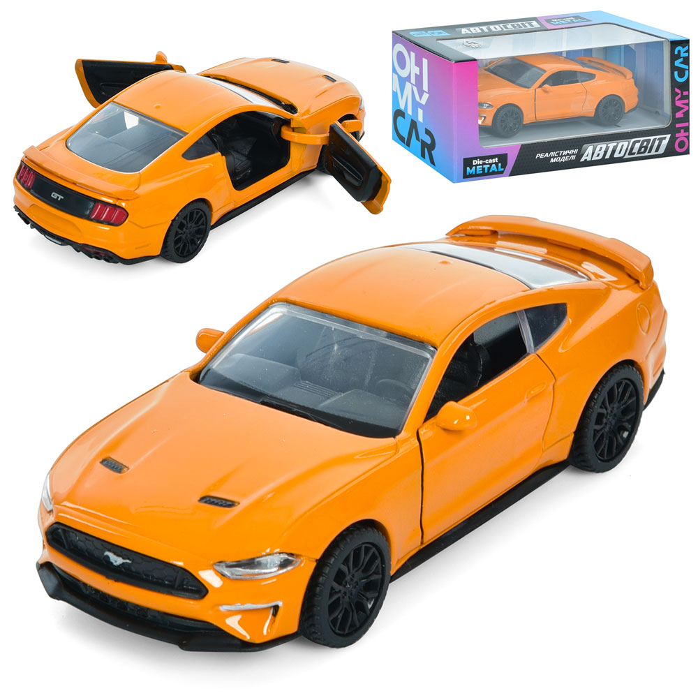 Машина AS-3015 АвтоСвіт,1:39,2018 Ford Mustang GT,мет.,інерц.,відчин.двері,гум.колеса,кор.,16-7-6,5с